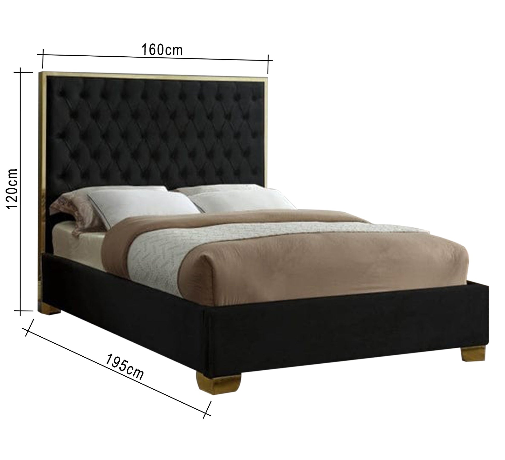 Black bed with sunken capitone beads - Vitrine Furniture - Furniture