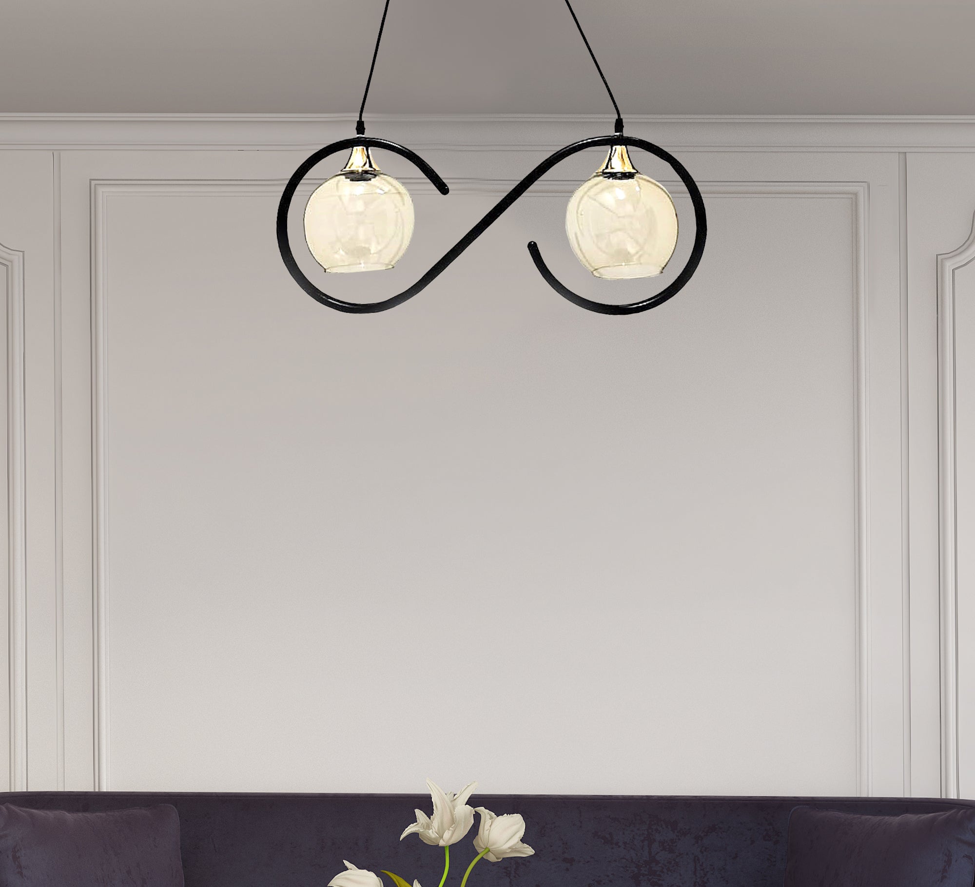 Black bicycle tire ceiling lamp - Vitrine Furniture - Lighting