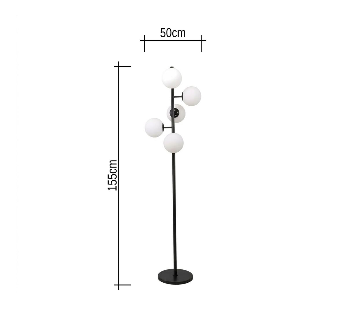 Black Branching Five Globe Floor Lamp - Vitrine Furniture - Floor lamps