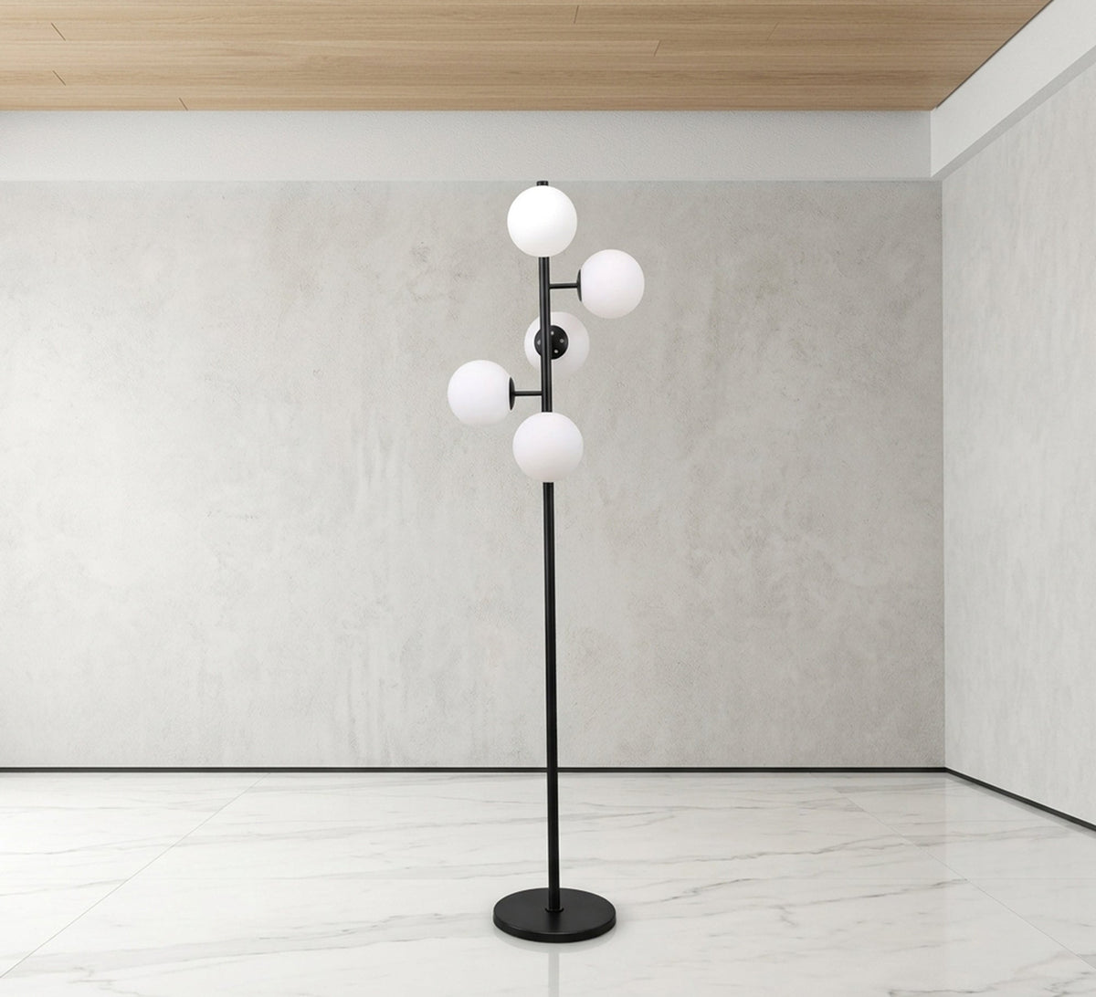 Black Branching Five Globe Floor Lamp - Vitrine Furniture - Floor lamps