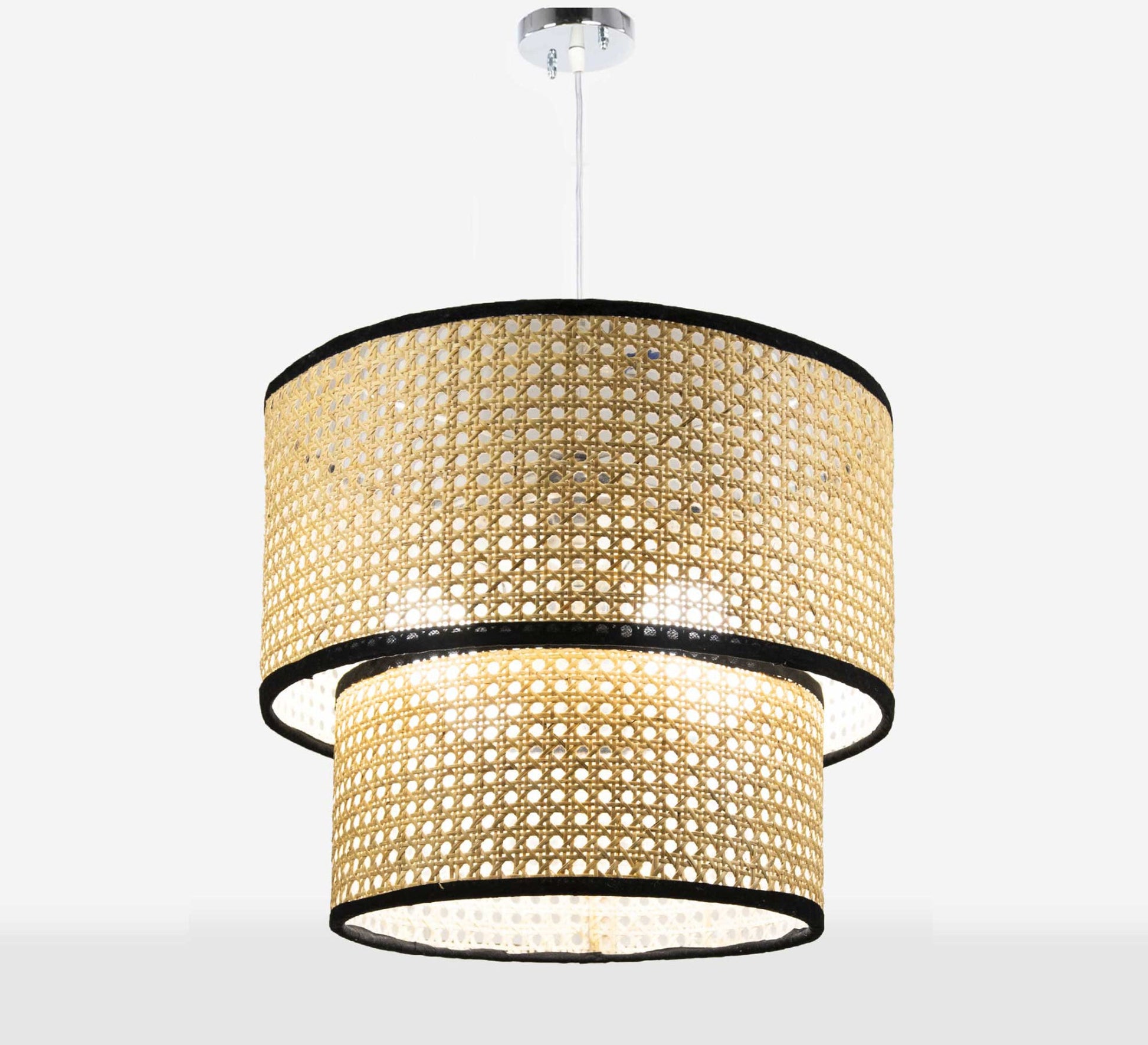 Black cane ceiling lamp with elegant edges - Vitrine Furniture - Lighting