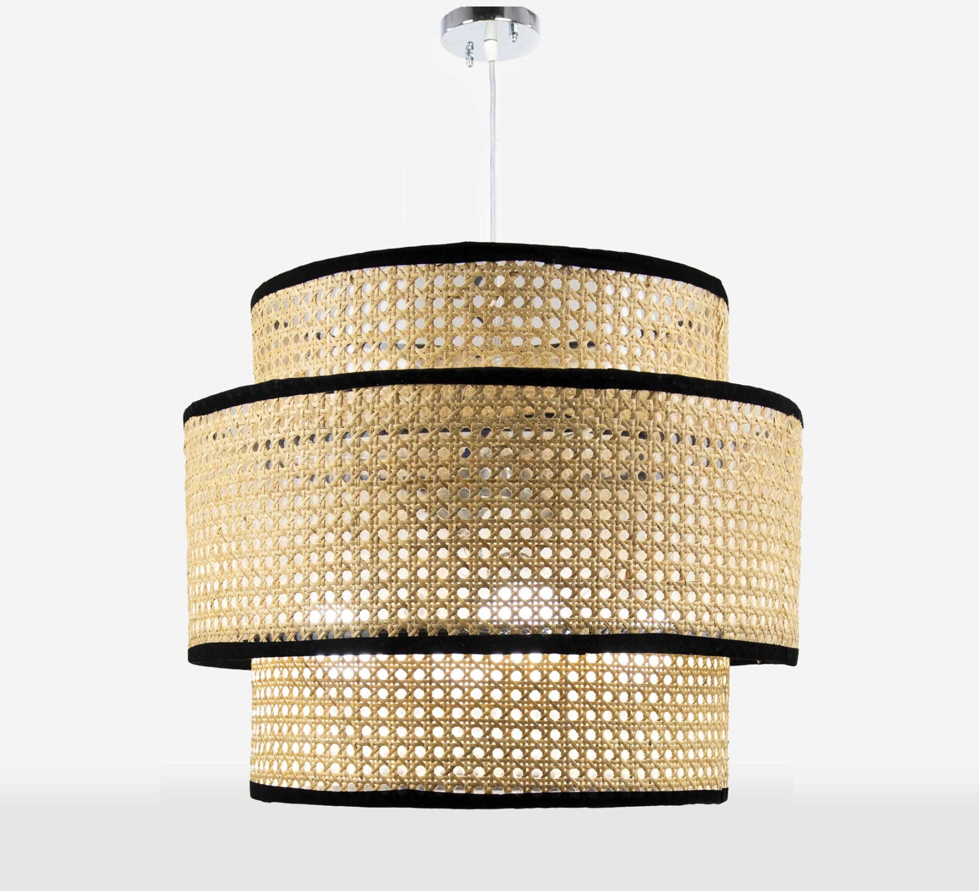 Black cane ceiling lamp with elegant edges - Vitrine Furniture - Lighting