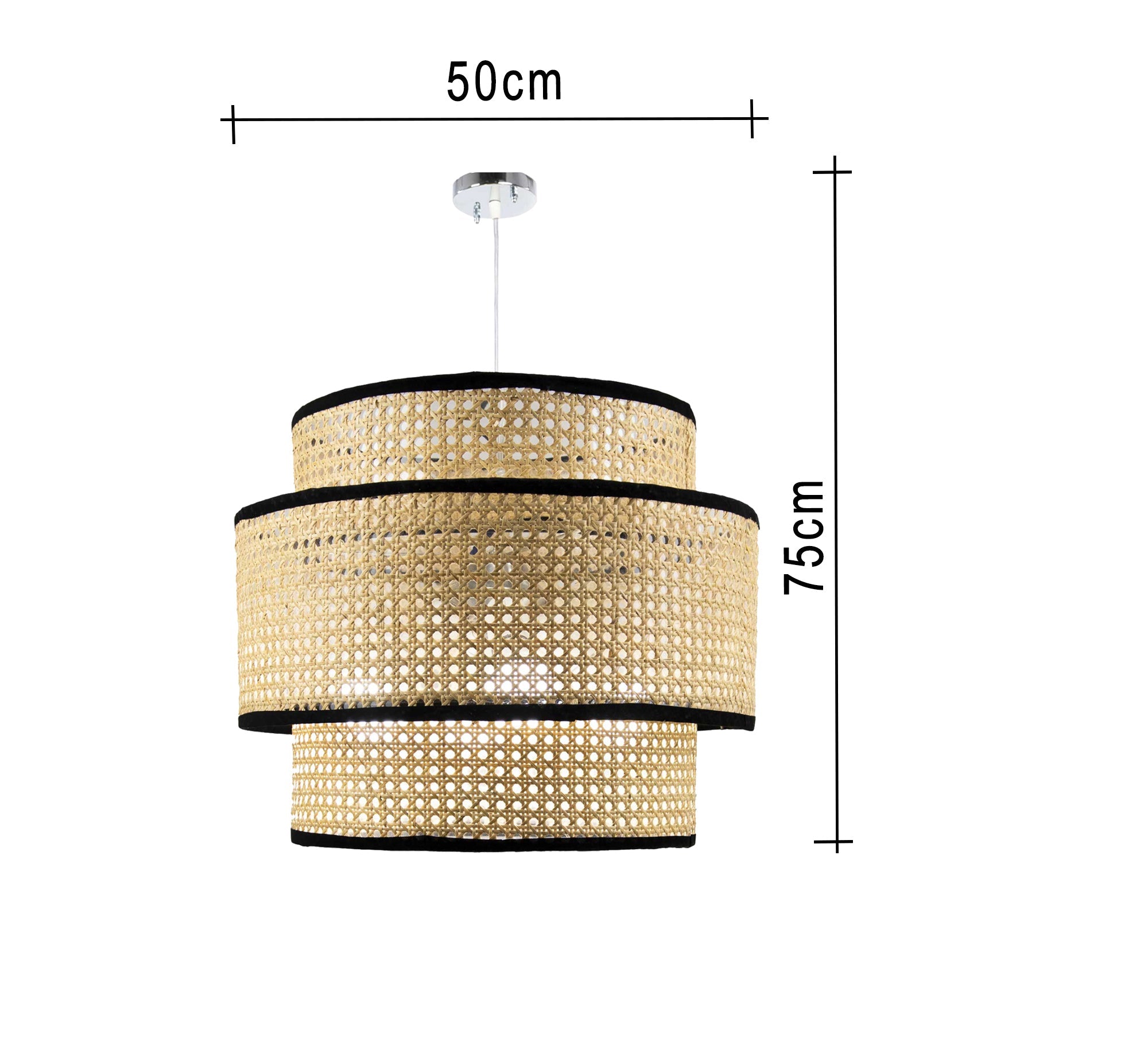 Black cane ceiling lamp with elegant edges - Vitrine Furniture - Lighting