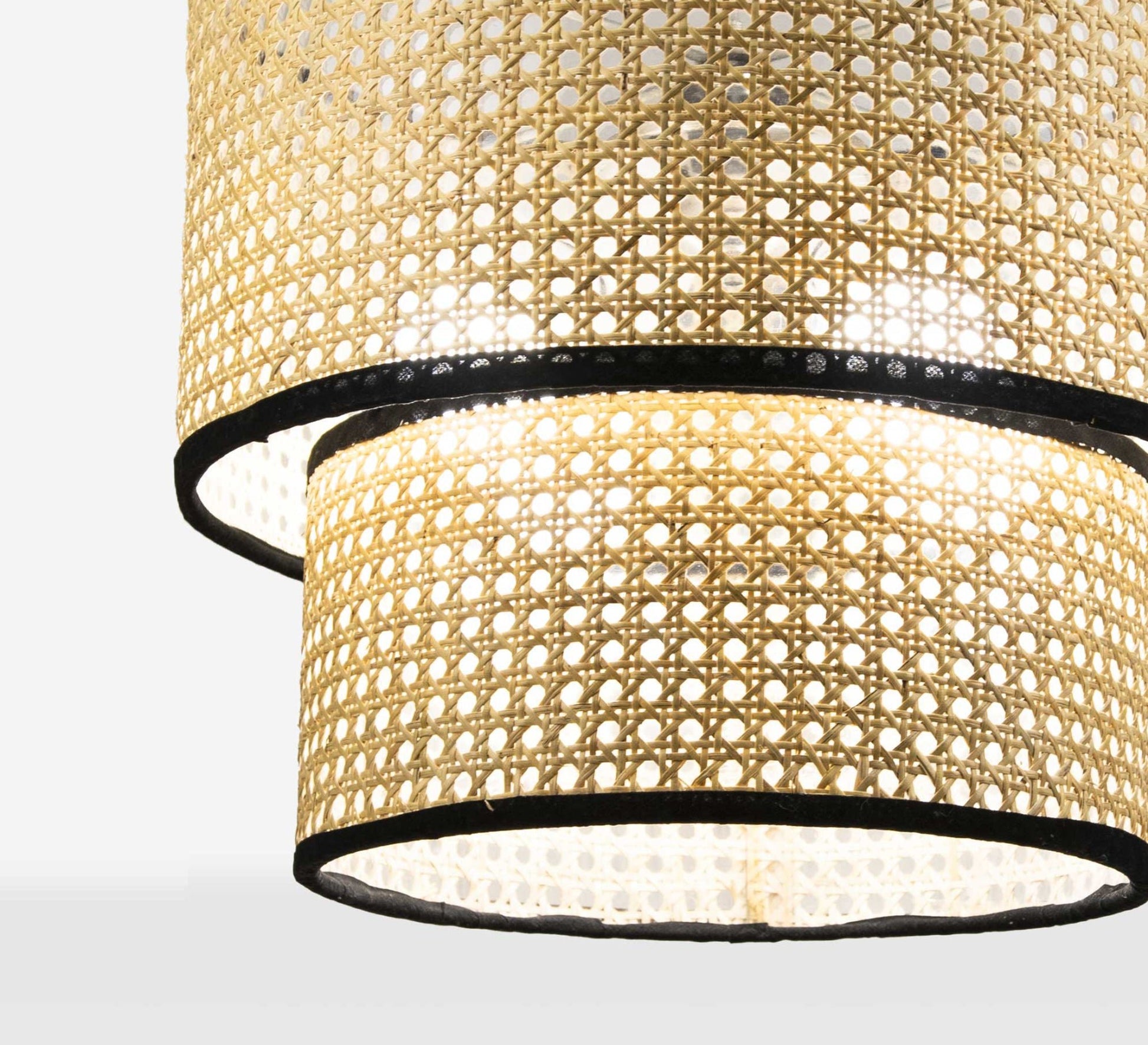 Black cane ceiling lamp with elegant edges - Vitrine Furniture - Lighting