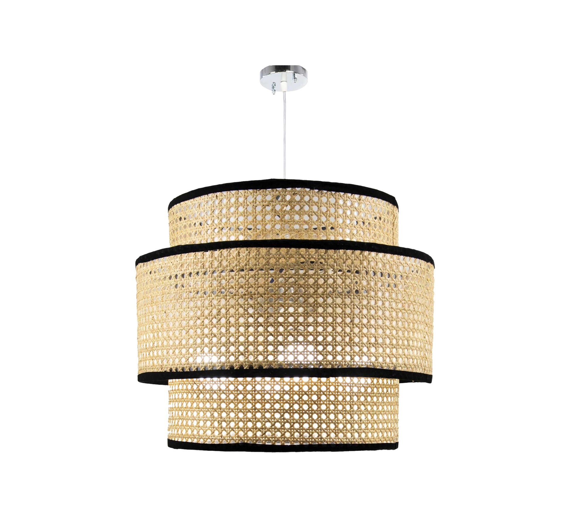 Black cane ceiling lamp with elegant edges - Vitrine Furniture - Lighting