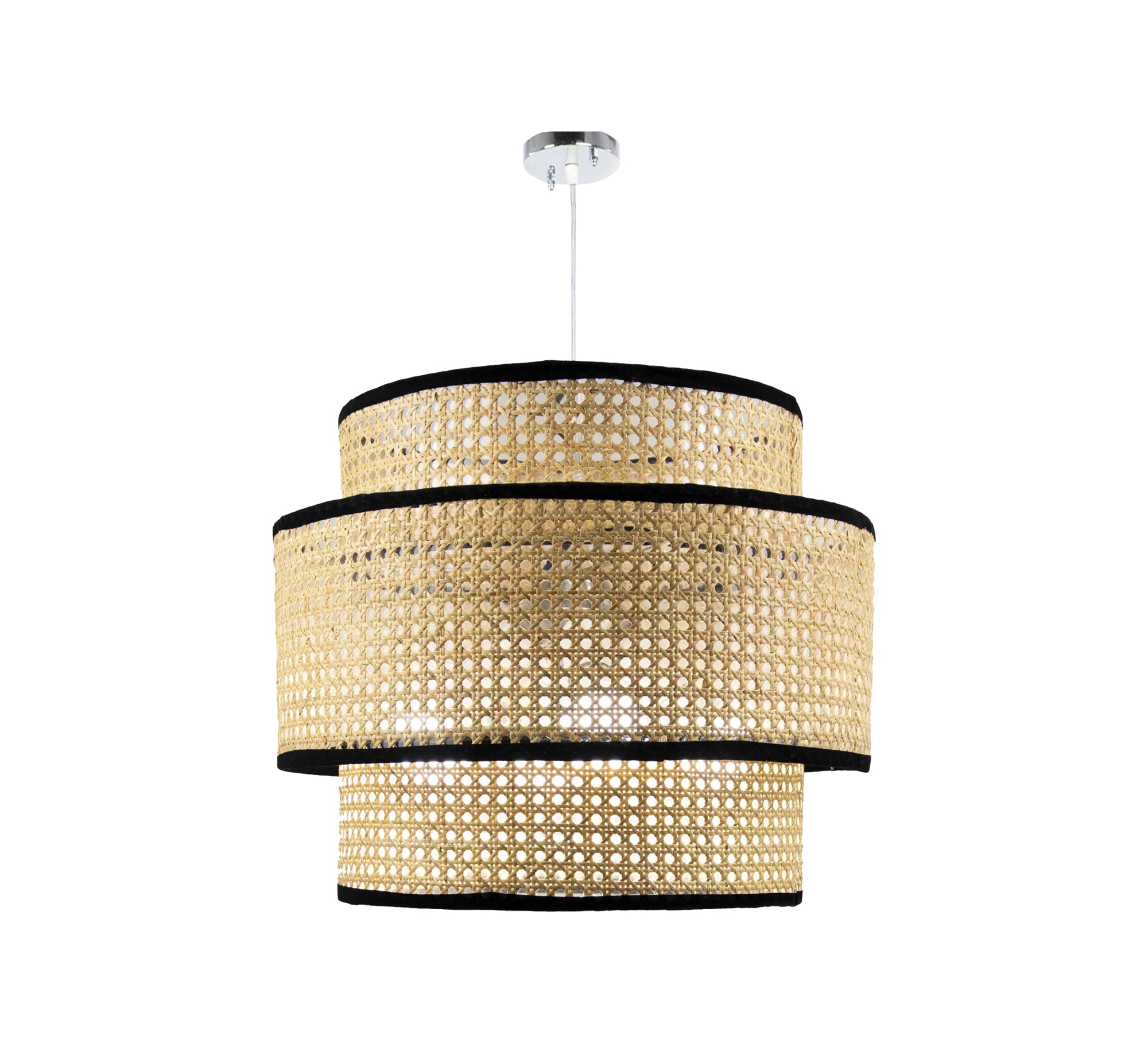 Black cane ceiling lamp with elegant edges - Vitrine Furniture - Lighting