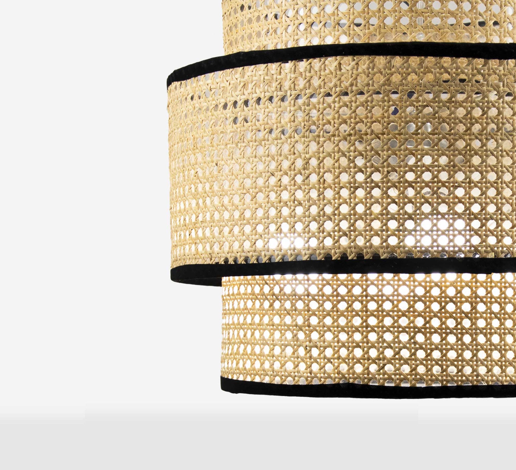 Black cane ceiling lamp with elegant edges - Vitrine Furniture - Lighting