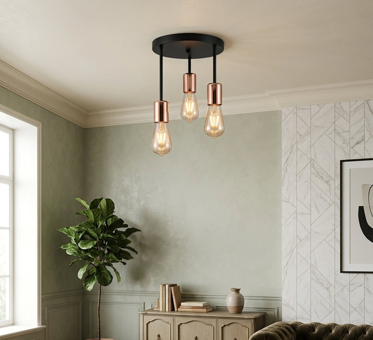 Black ceiling pendant with brass accents - Vitrine Furniture - Ceiling lights