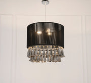 Black ceiling pendant with two rows of tassels - Vitrine Furniture - Lighting