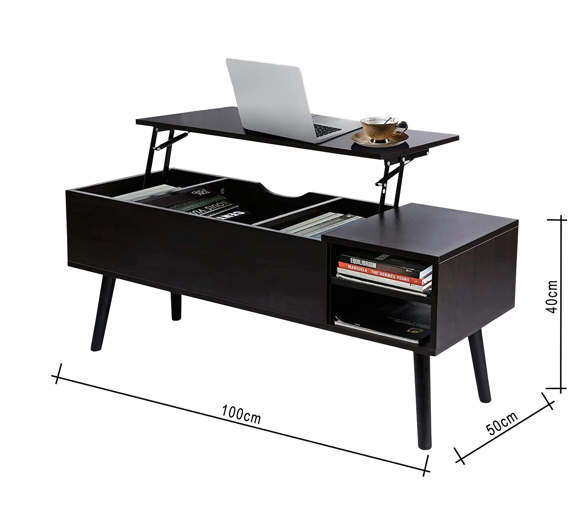 Black center table with computer shelf - Vitrine Furniture - Furniture