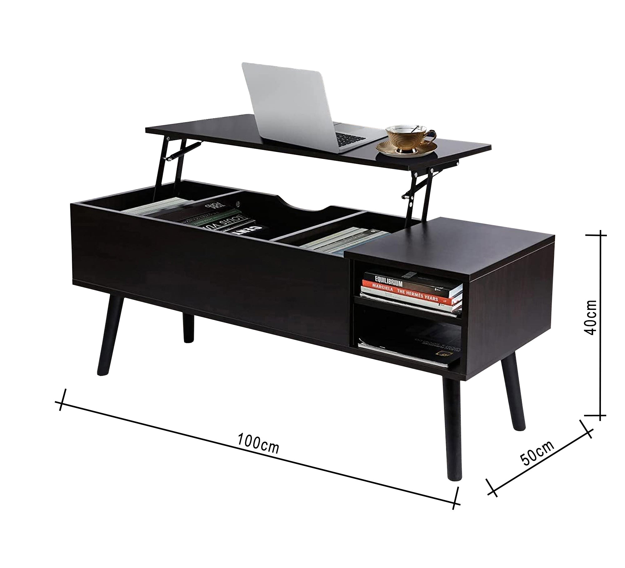 Black center table with computer shelf - Vitrine Furniture - Furniture