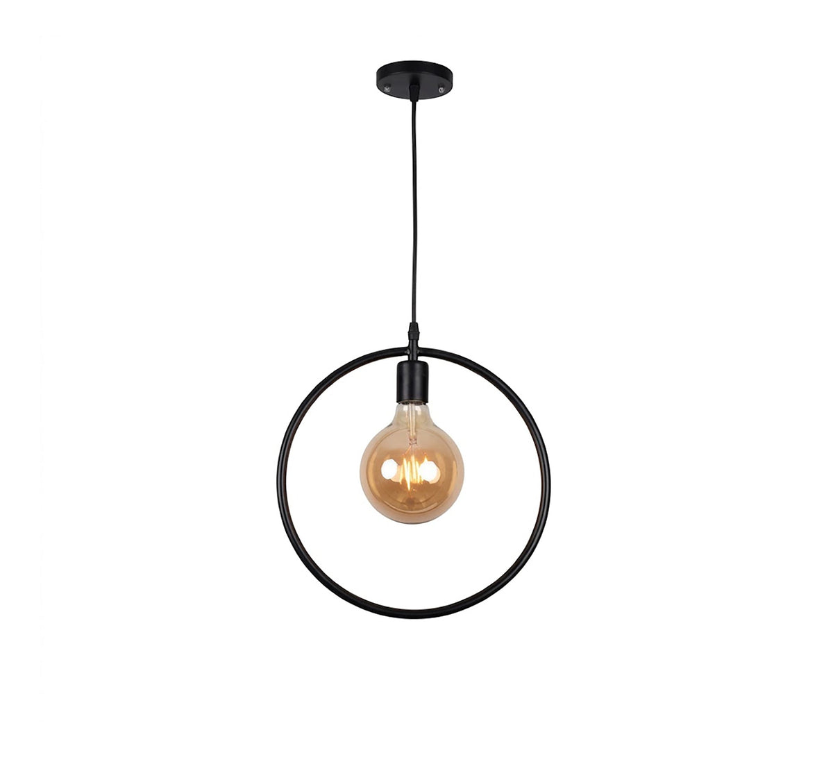Black Circle Ring Exposed Bulb Pendant - Vitrine Furniture - Ceiling lights