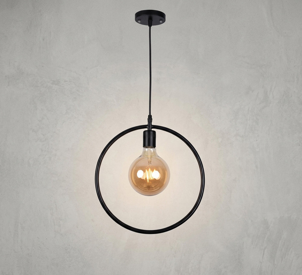 Black Circle Ring Exposed Bulb Pendant - Vitrine Furniture - Ceiling lights