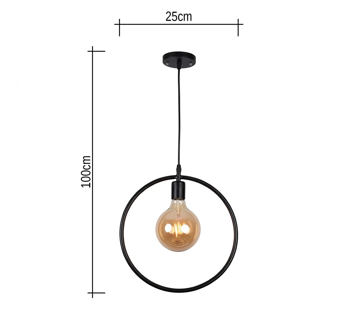 Black Circle Ring Exposed Bulb Pendant - Vitrine Furniture - Ceiling lights