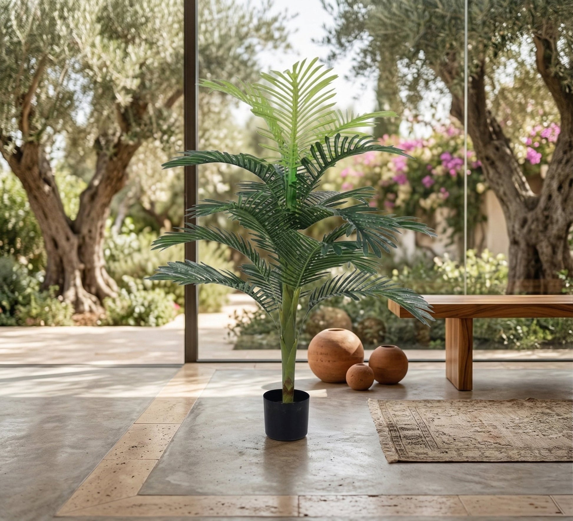 Black circular pot for areca palm - Vitrine Furniture - Pots & Plants