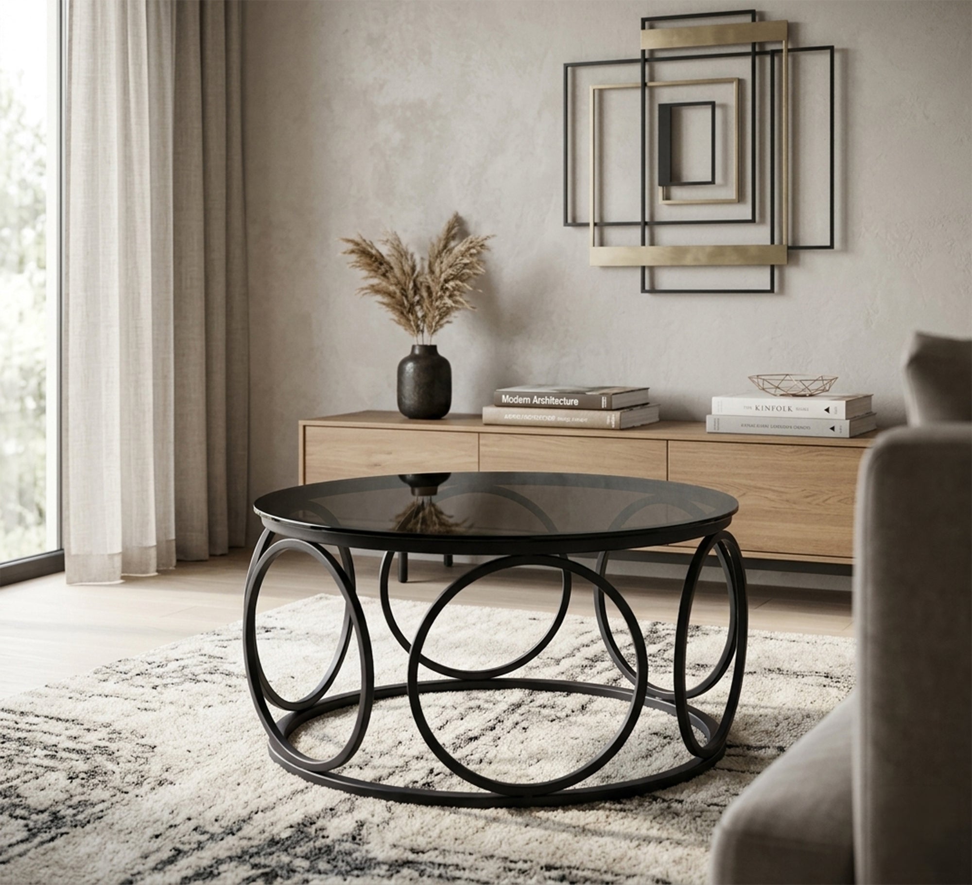 Black Circular Table - Sleek & Stylish Design** - Vitrine Furniture - Coffee Tables
