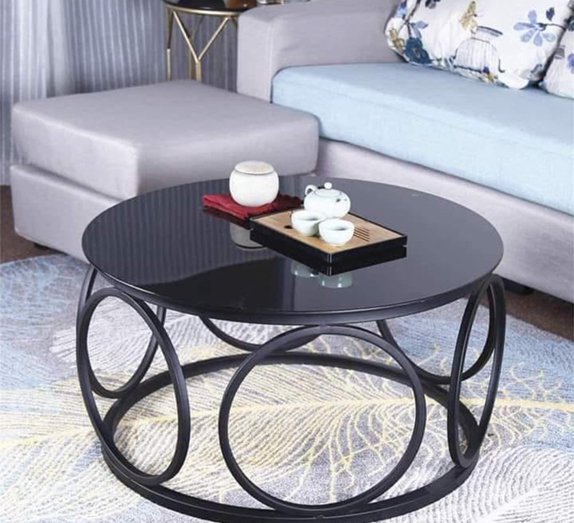 Black Circular Table - Sleek & Stylish Design** - Vitrine Furniture - Furniture