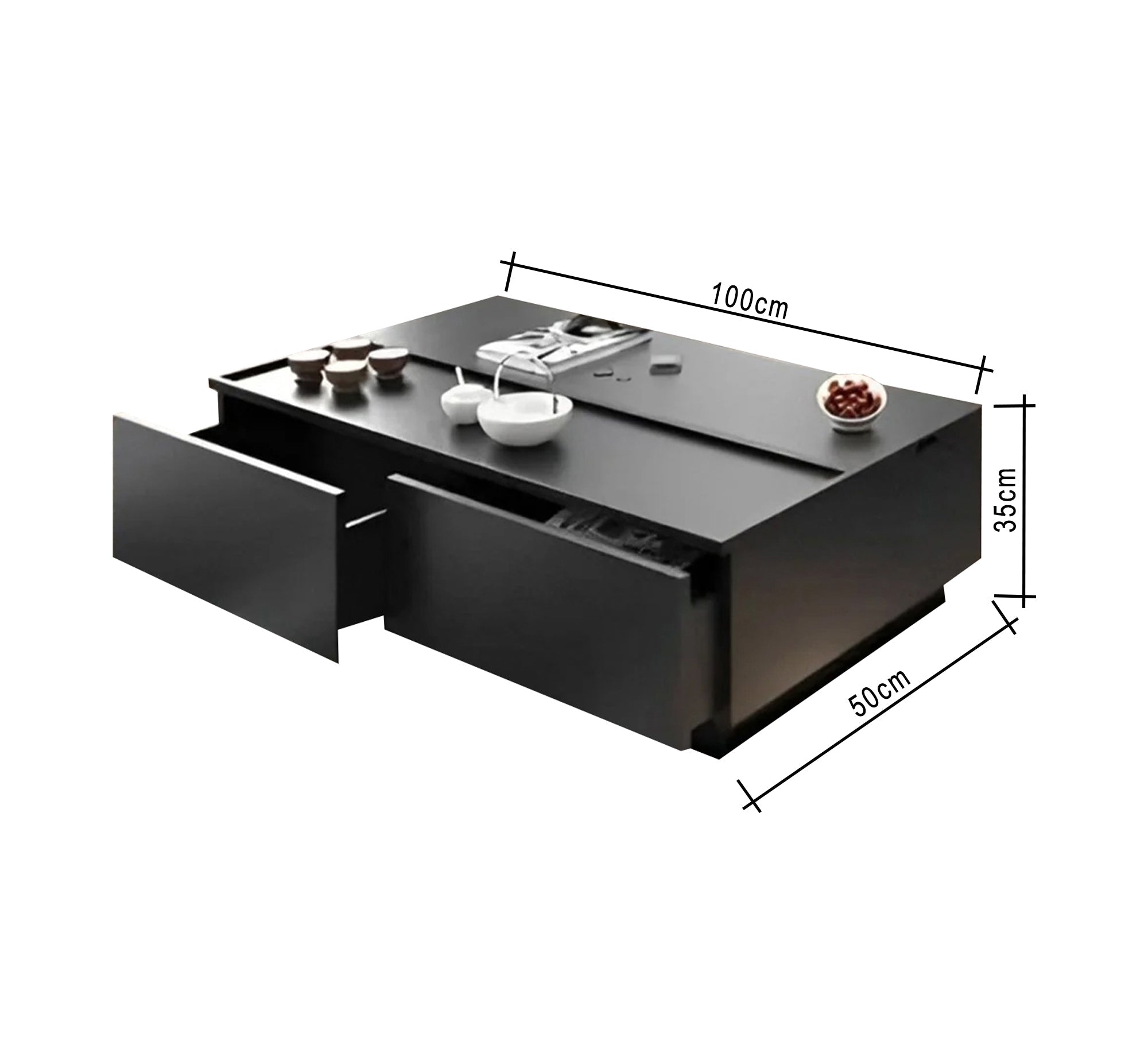 Black coffee table and TV unit - Vitrine Furniture - Furniture