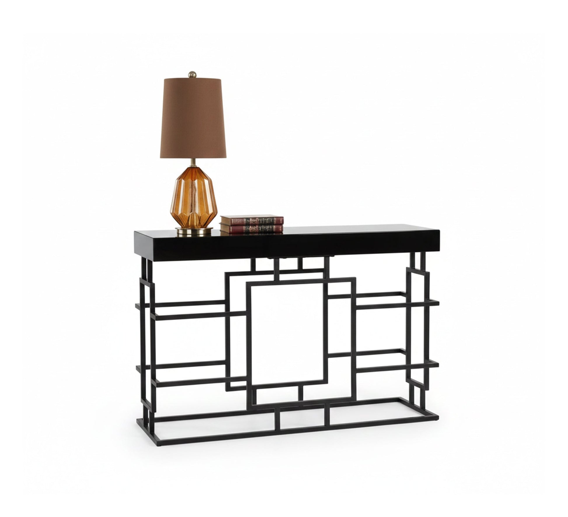 Black console table with an interlocking metal base - Vitrine Furniture - Furniture