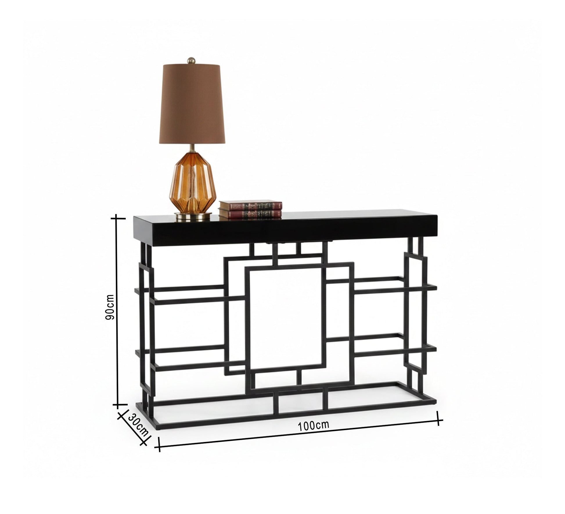 Black console table with an interlocking metal base - Vitrine Furniture - Furniture
