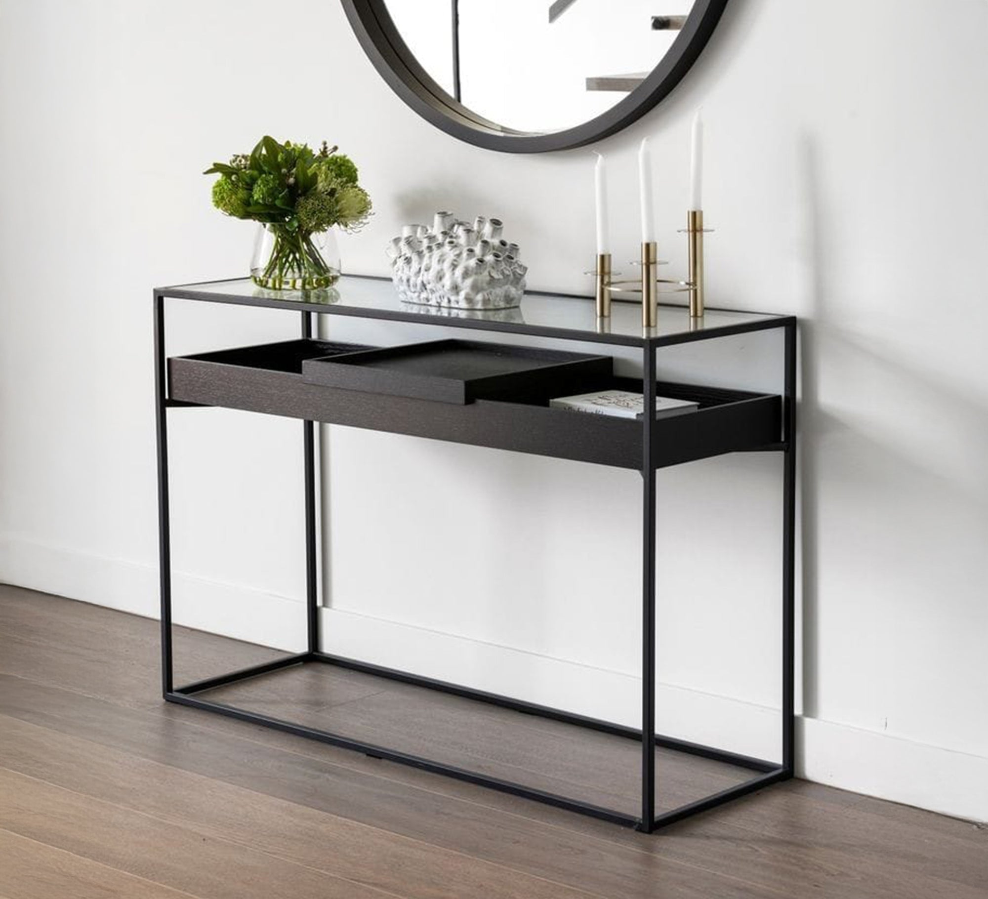 Black console with lower storage space - Vitrine Furniture - Furniture