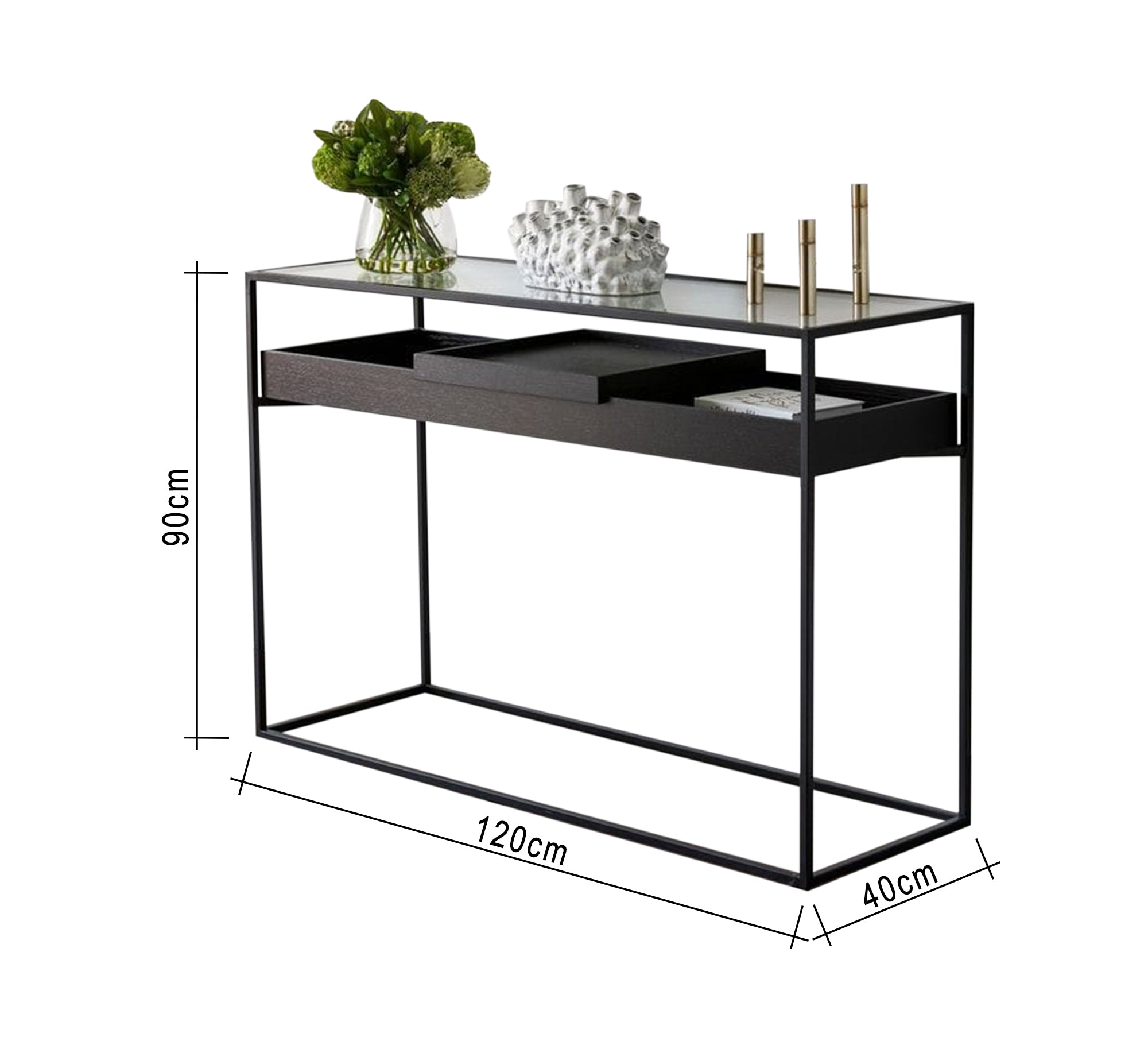 Black console with lower storage space - Vitrine Furniture - Furniture