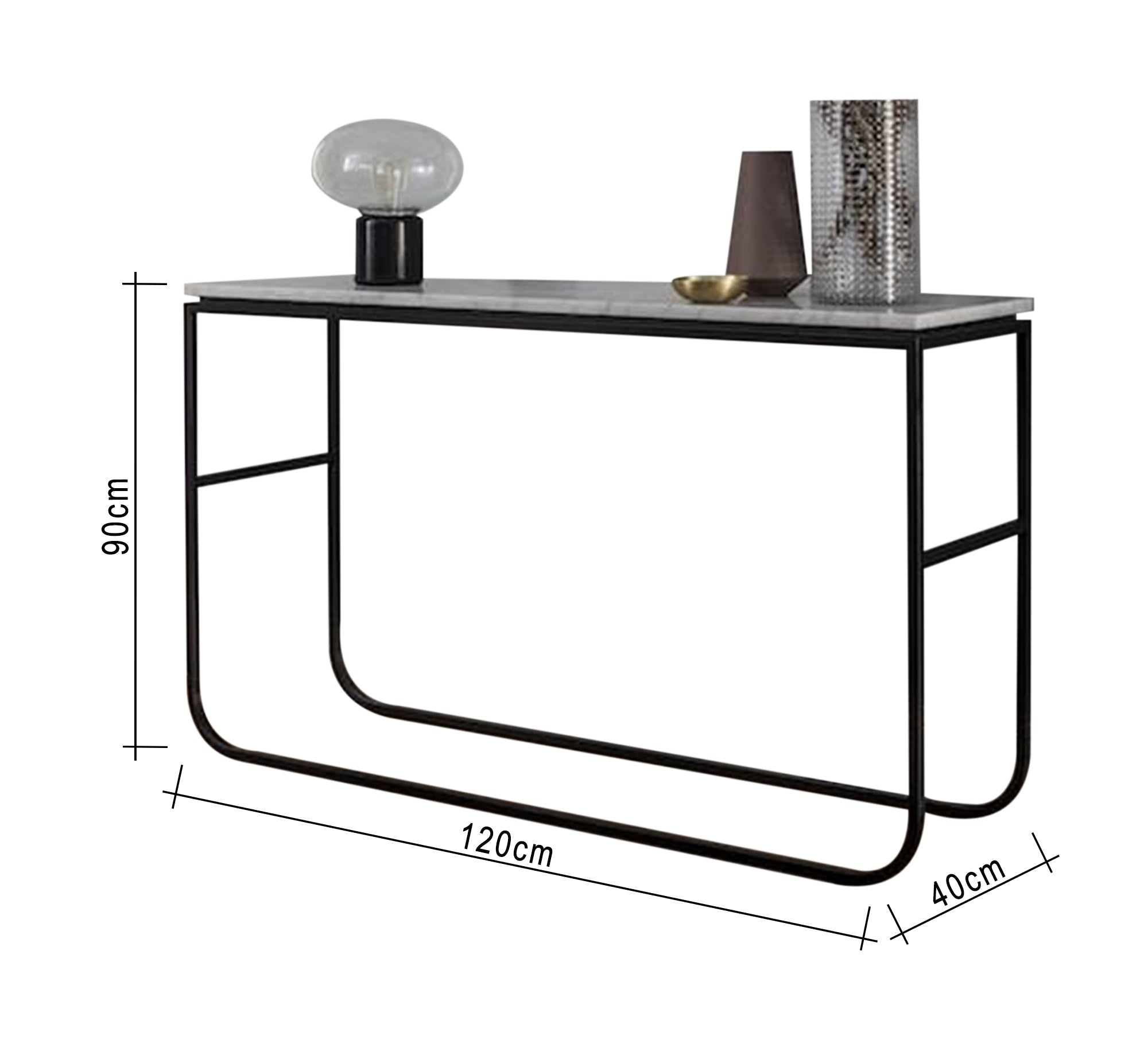 Black console with marble top - Vitrine Furniture - Furniture