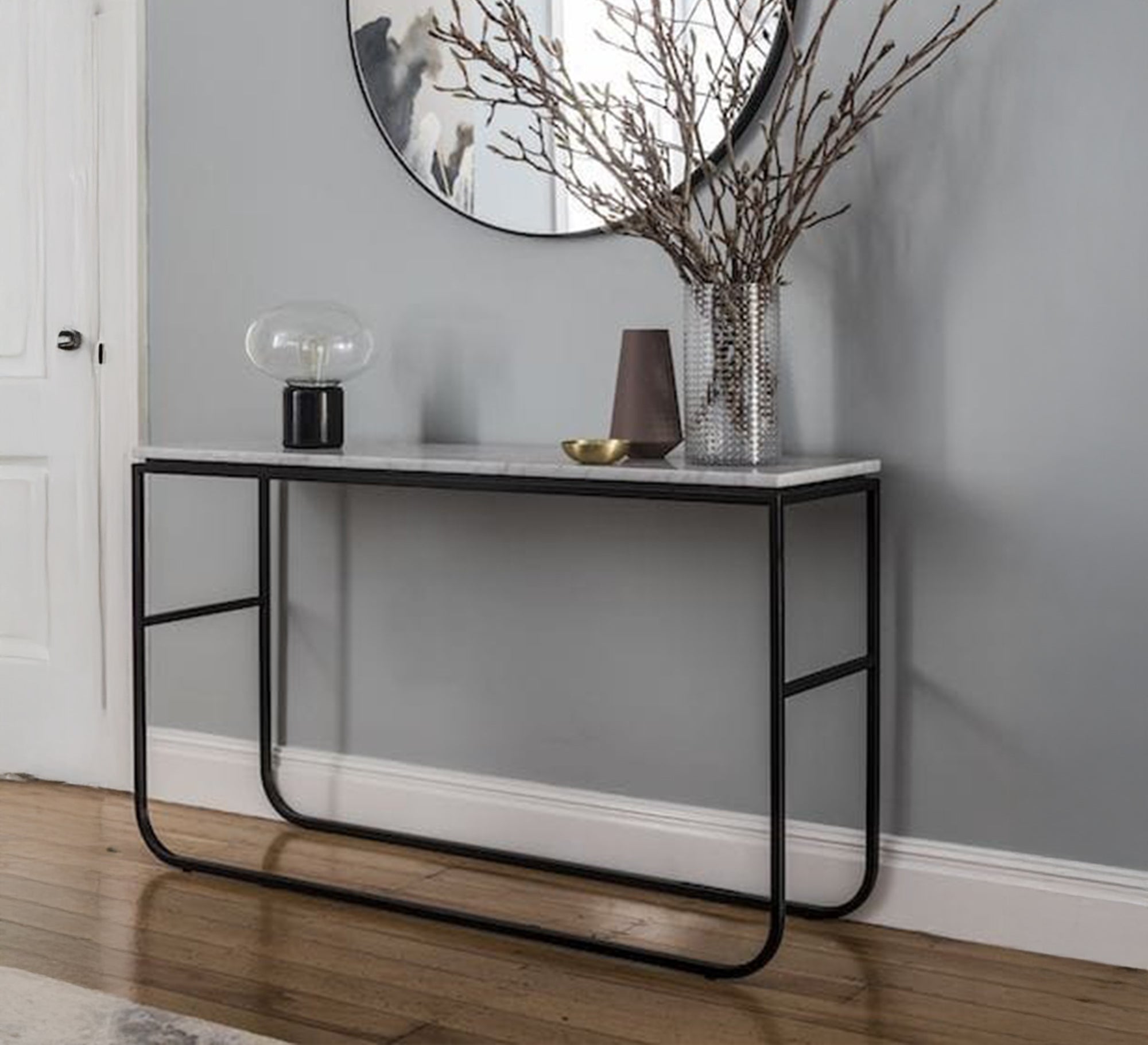Black console with marble top - Vitrine Furniture - Furniture
