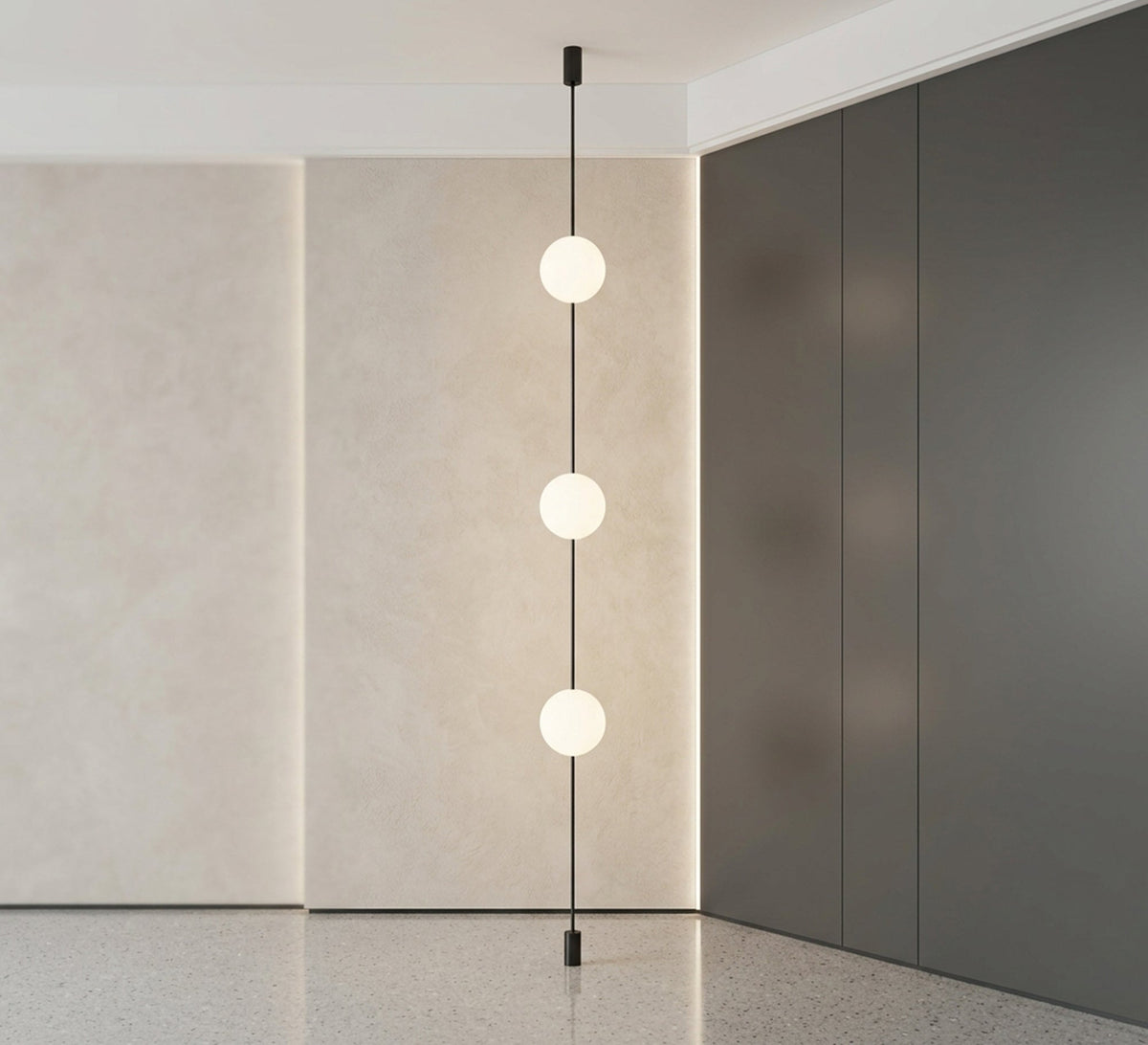 Black Corner Pole Three Globe Lamp - Vitrine Furniture - Floor lamps