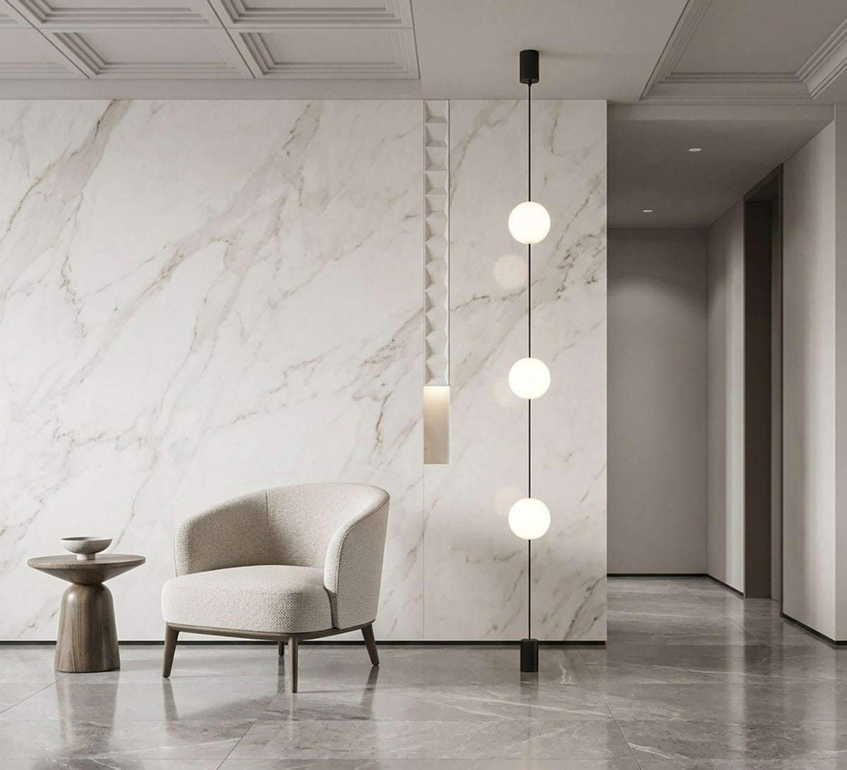 Black Corner Pole Three Globe Lamp - Vitrine Furniture - Floor lamps