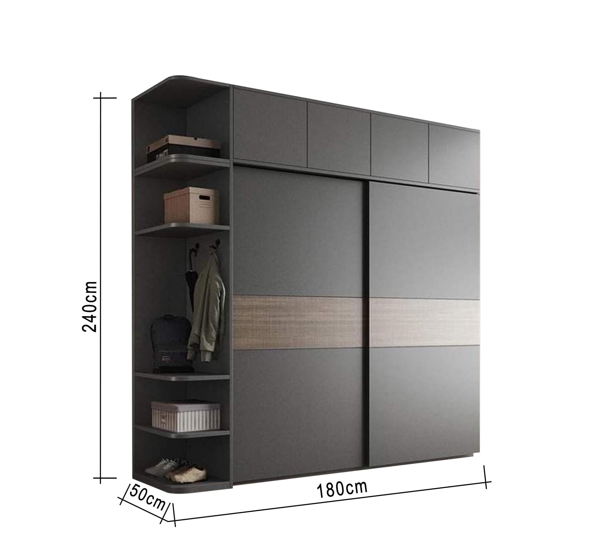 Black Cupboard with External Shelves - Stylish & Functional - Vitrine Furniture - Furniture