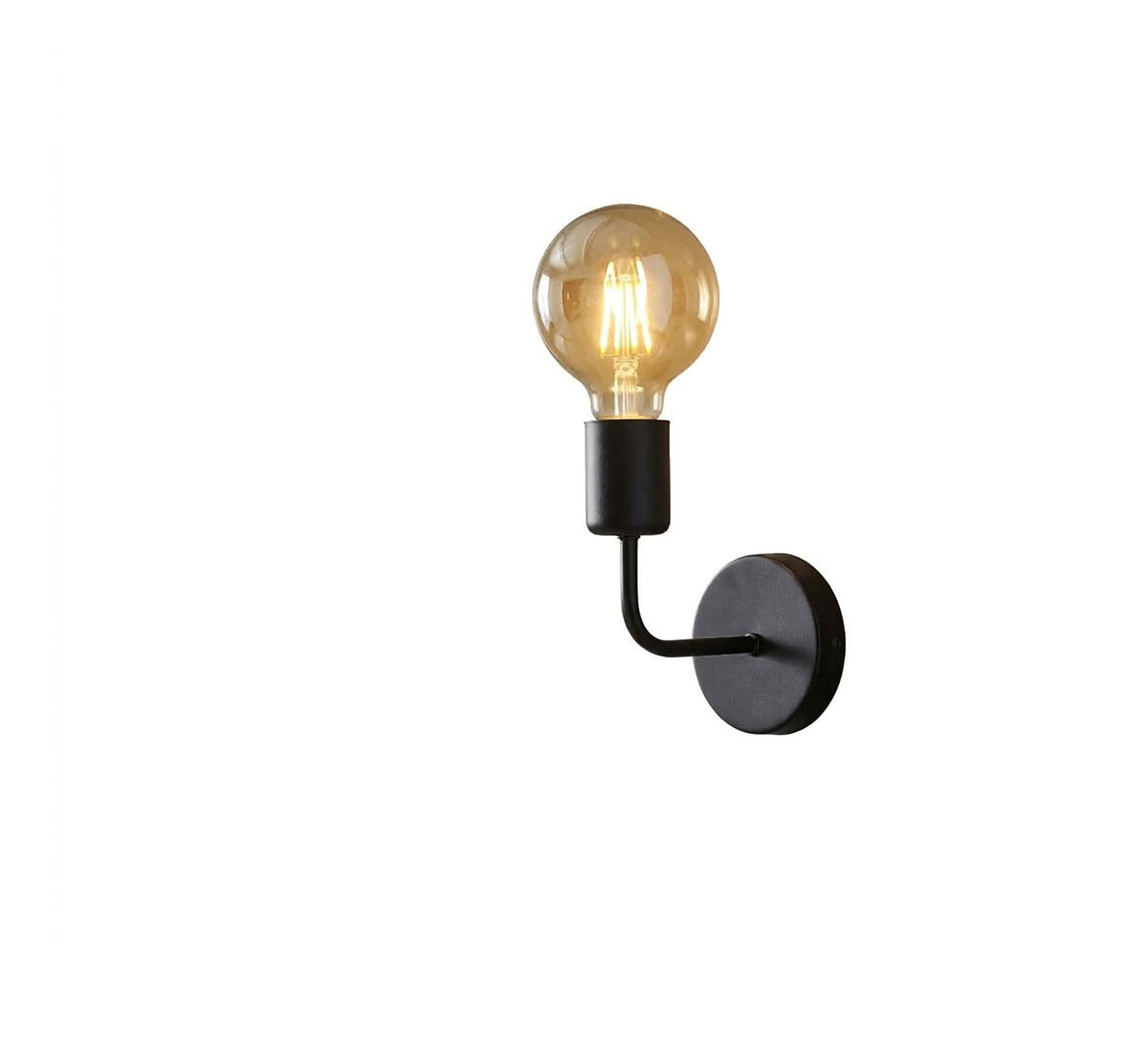 Black Curved Arm Exposed Bulb Sconce - Vitrine Furniture - Wall Sconce