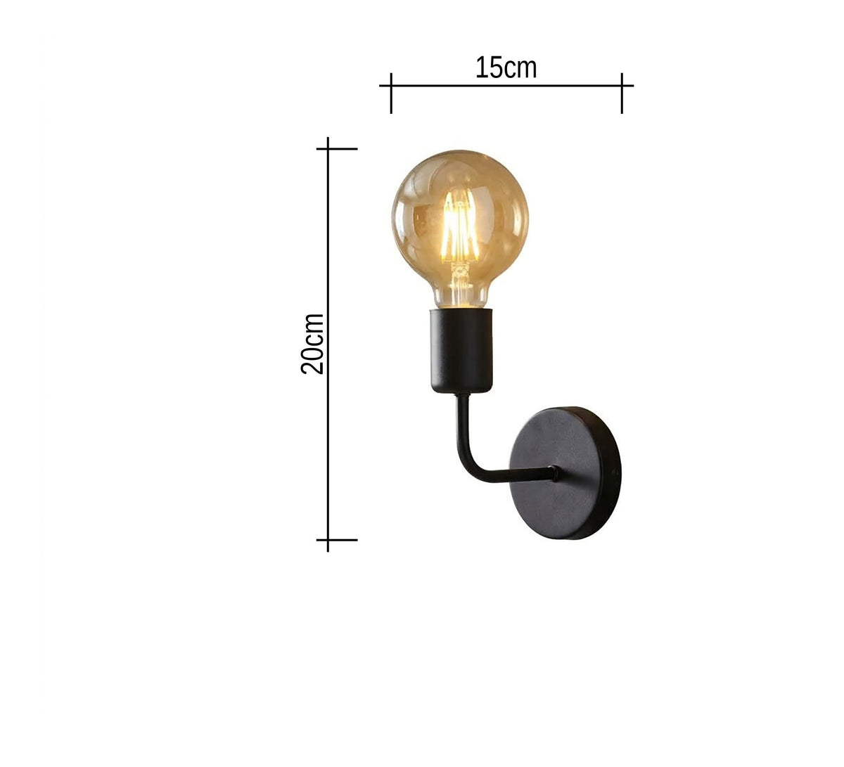 Black Curved Arm Exposed Bulb Sconce - Vitrine Furniture - Wall Sconce