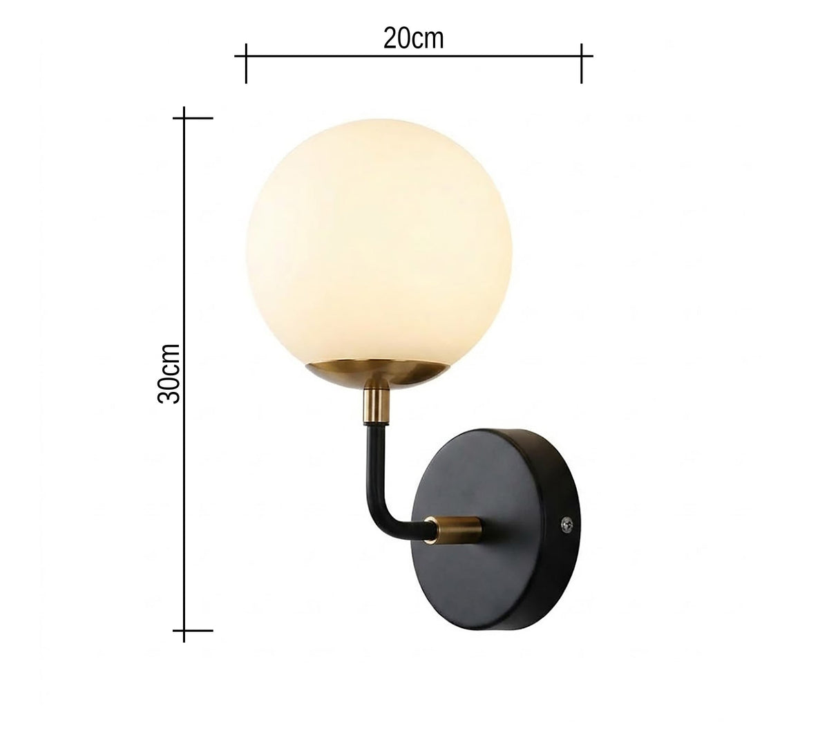 Black Curved Arm Upward Globe Sconce - Vitrine Furniture - Wall Sconce