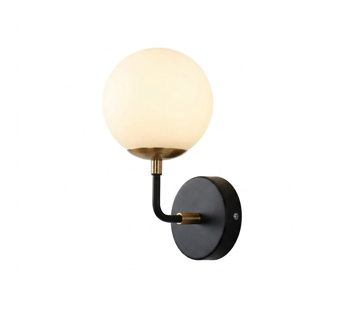 Black Curved Arm Upward Globe Sconce - Vitrine Furniture - Wall Sconce