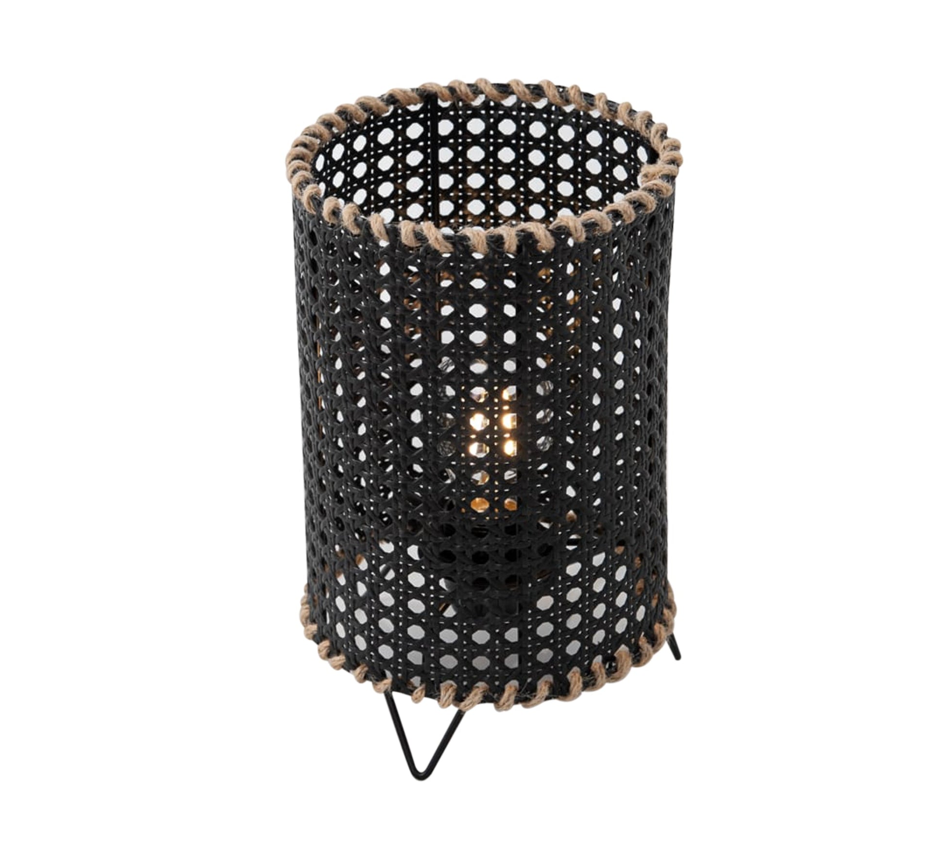 Black cylindrical table lamp with a cylindrical metal frame - Vitrine Furniture - Lighting