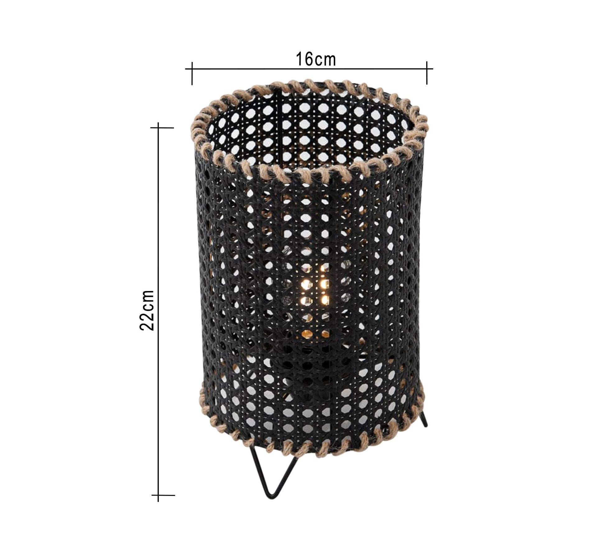 Black cylindrical table lamp with a cylindrical metal frame - Vitrine Furniture - Lighting