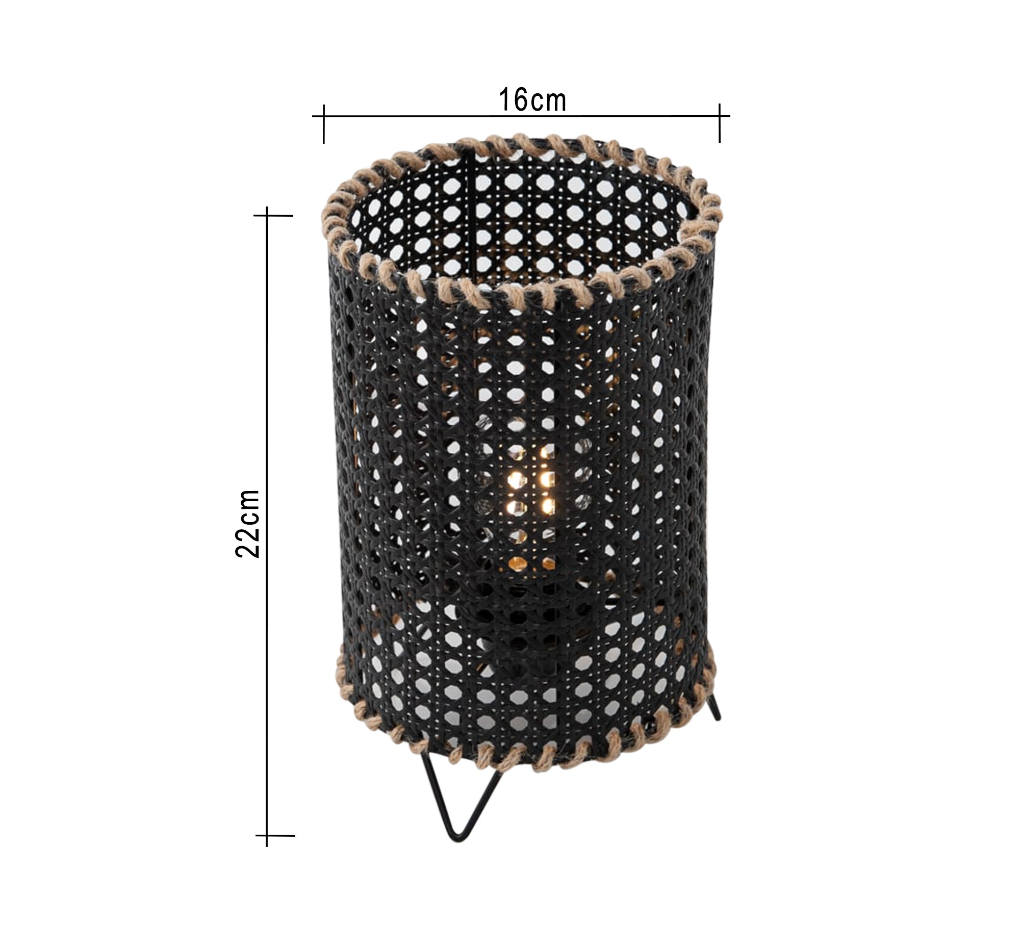 Black cylindrical table lamp with a cylindrical metal frame - Vitrine Furniture - Lighting
