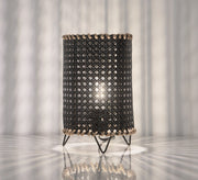 Black cylindrical table lamp with a cylindrical metal frame - Vitrine Furniture - Lighting