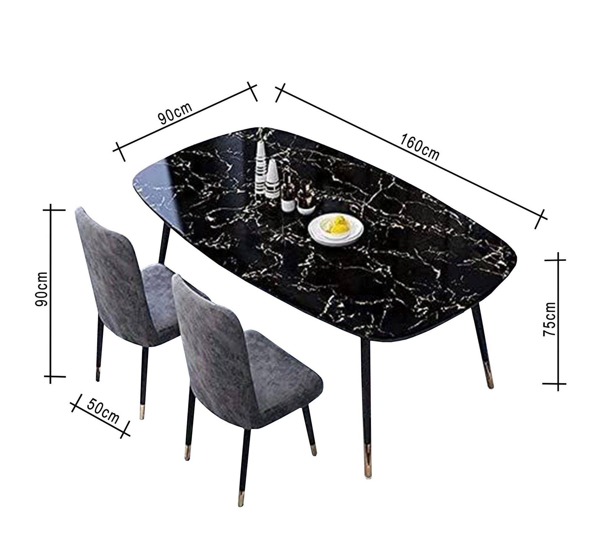 Black dining table decorated with white - Vitrine Furniture - Furniture