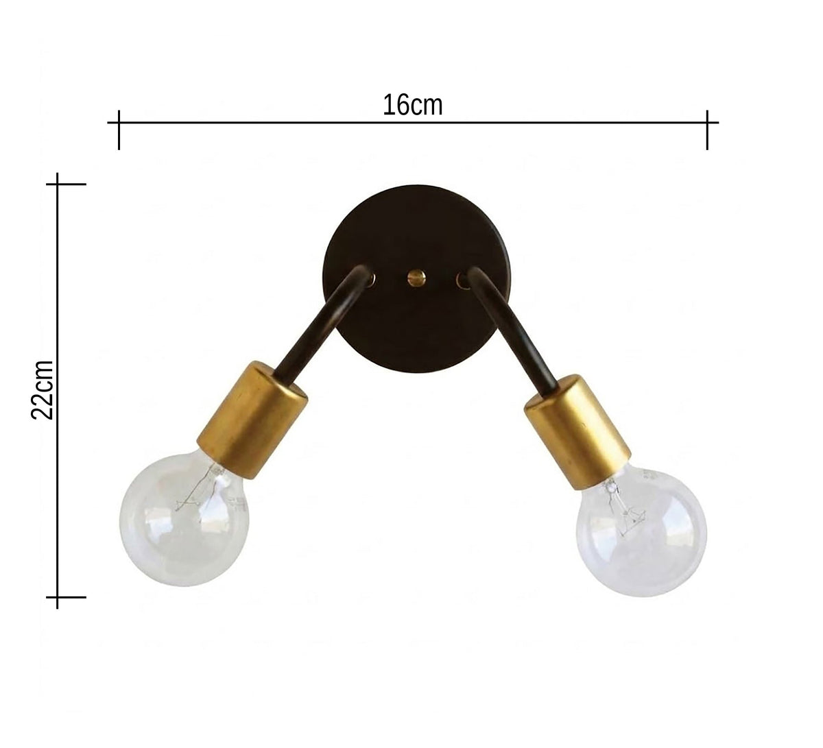 Black Double Sconce with Gold Sockets - Vitrine Furniture - Wall Sconce