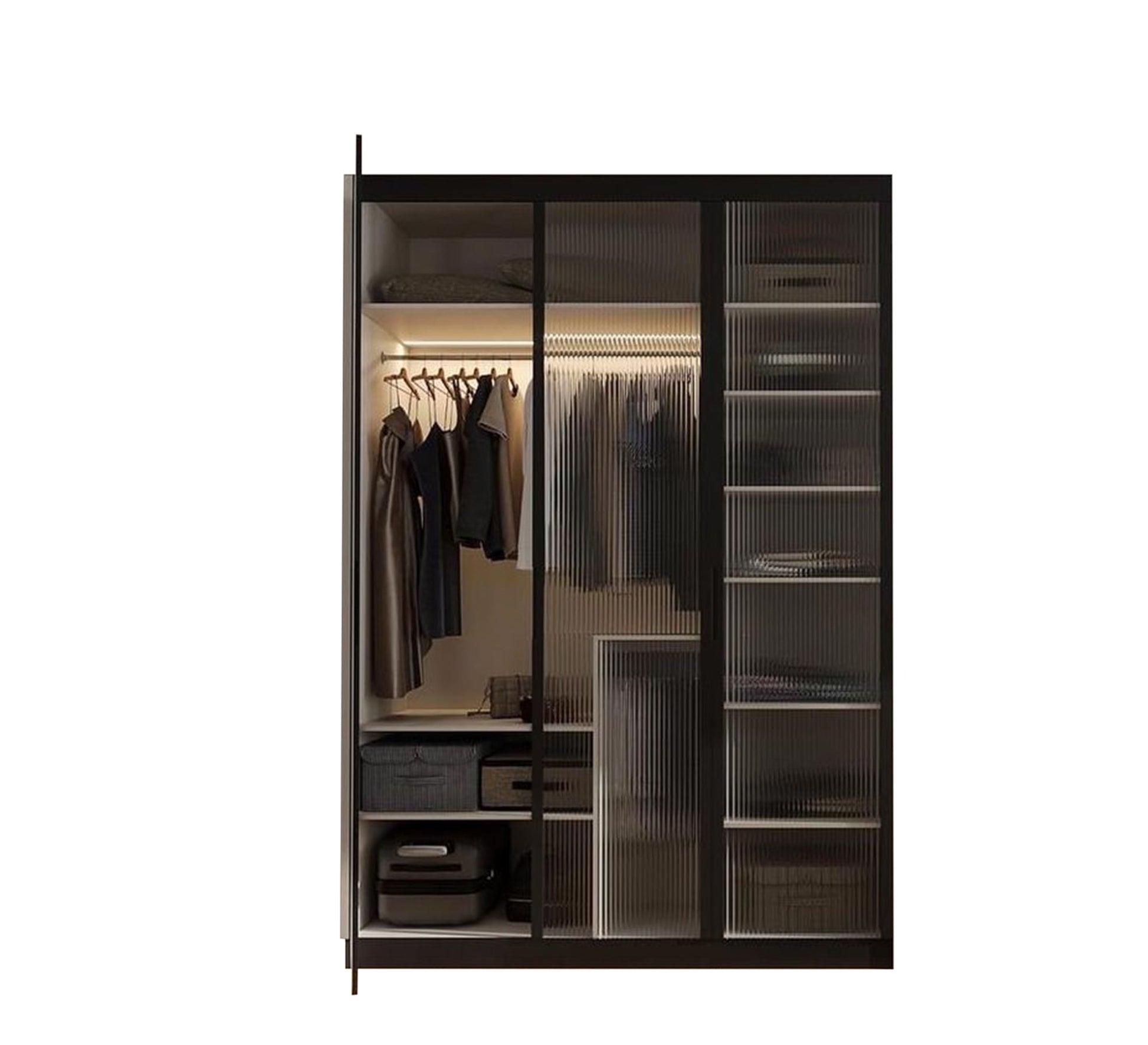 Black Dresser with Glass Leaf, Modern & Chic Design - Vitrine Furniture - Furniture