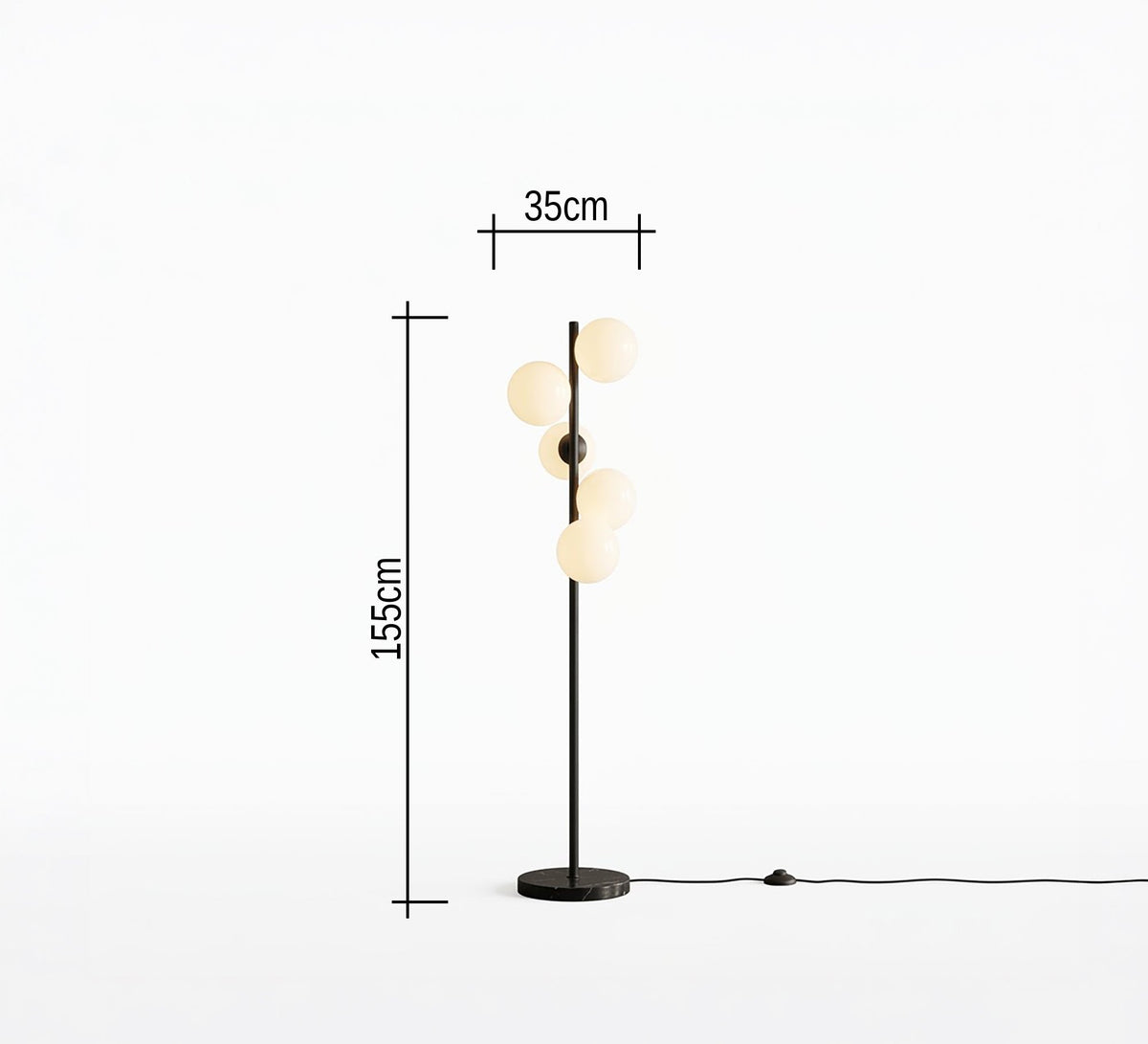 Black Five Globe Cluster Floor Lamp - Vitrine Furniture - Floor lamps