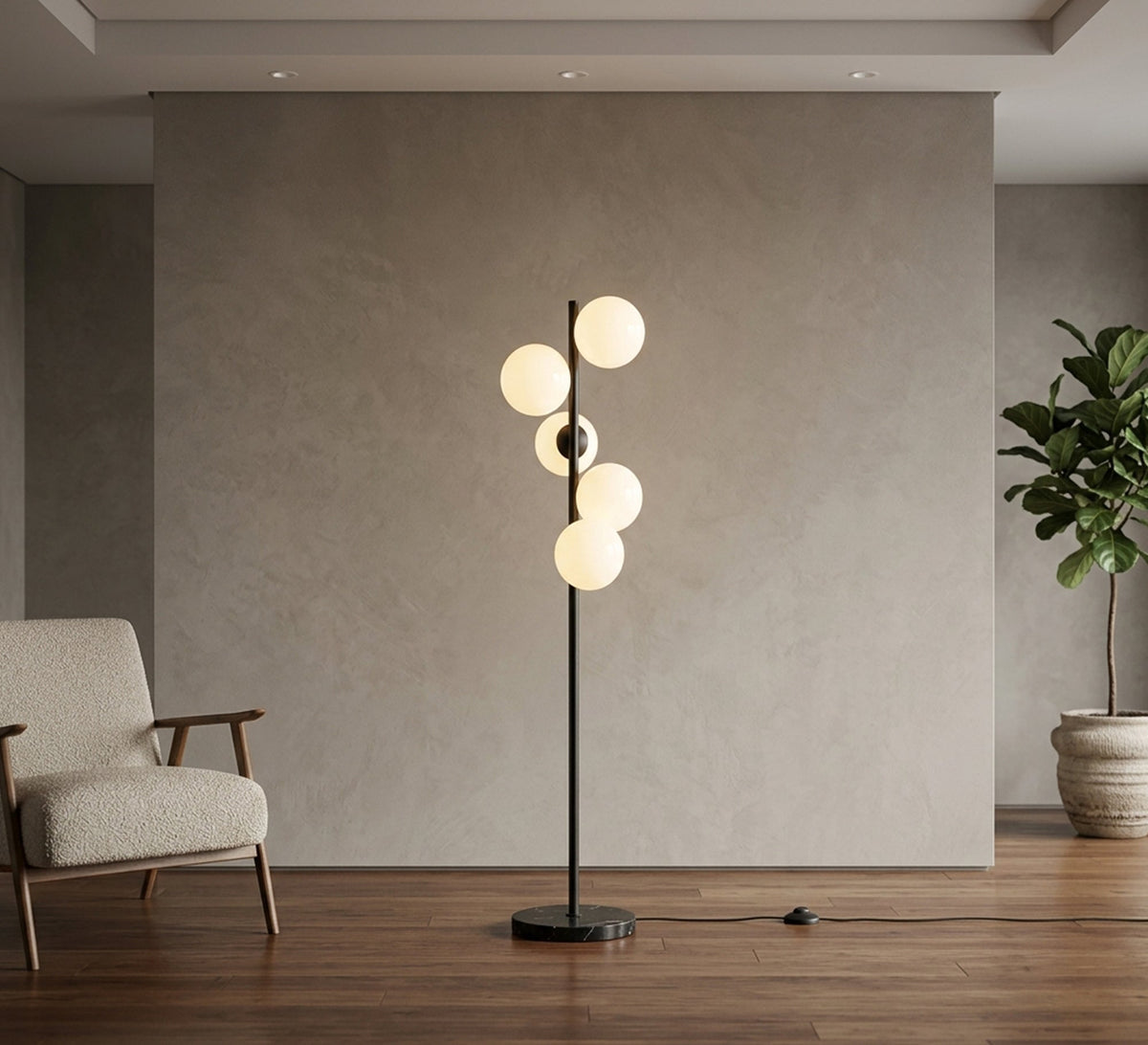Black Five Globe Cluster Floor Lamp - Vitrine Furniture - Floor lamps
