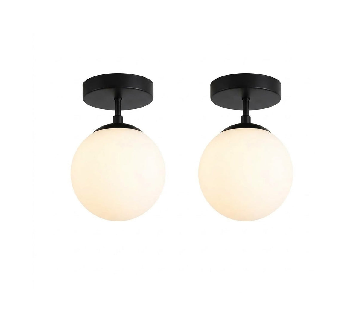 Black Flush Mount Opal Globe Light - Vitrine Furniture - Ceiling lights