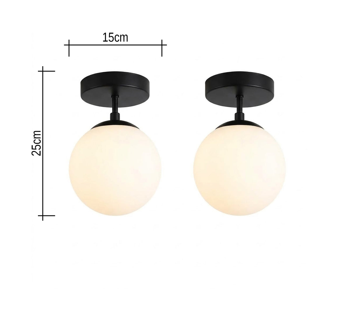Black Flush Mount Opal Globe Light - Vitrine Furniture - Ceiling lights