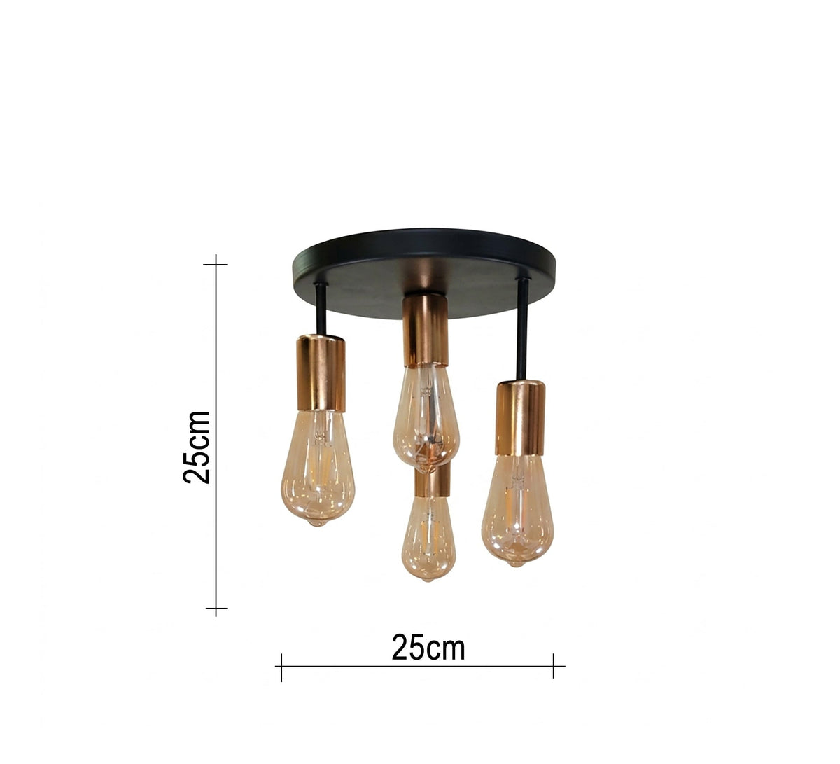 Black four-light ceiling pendant with brass bases - Vitrine Furniture - Ceiling lights