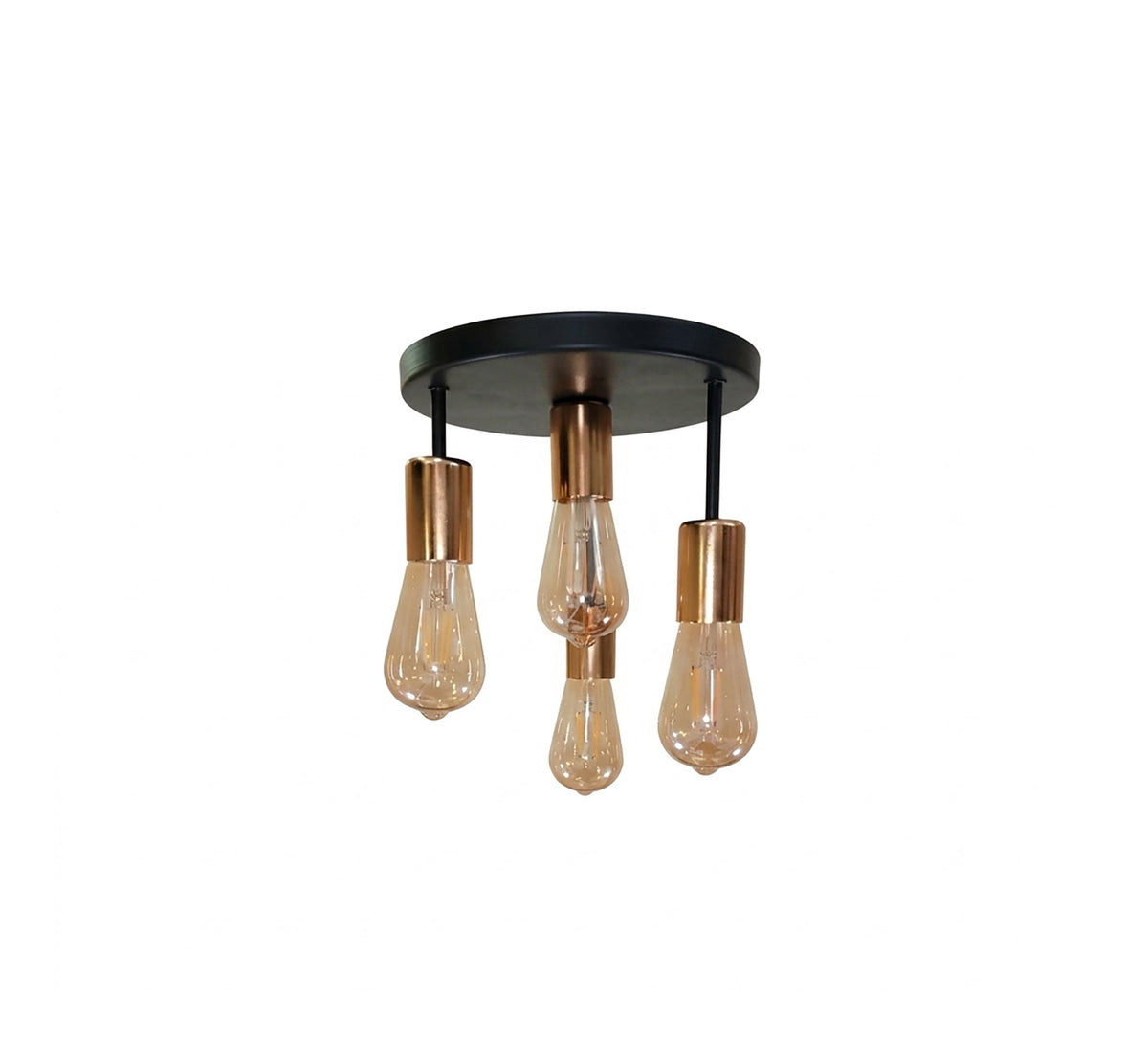 Black four-light ceiling pendant with brass bases - Vitrine Furniture - Ceiling lights