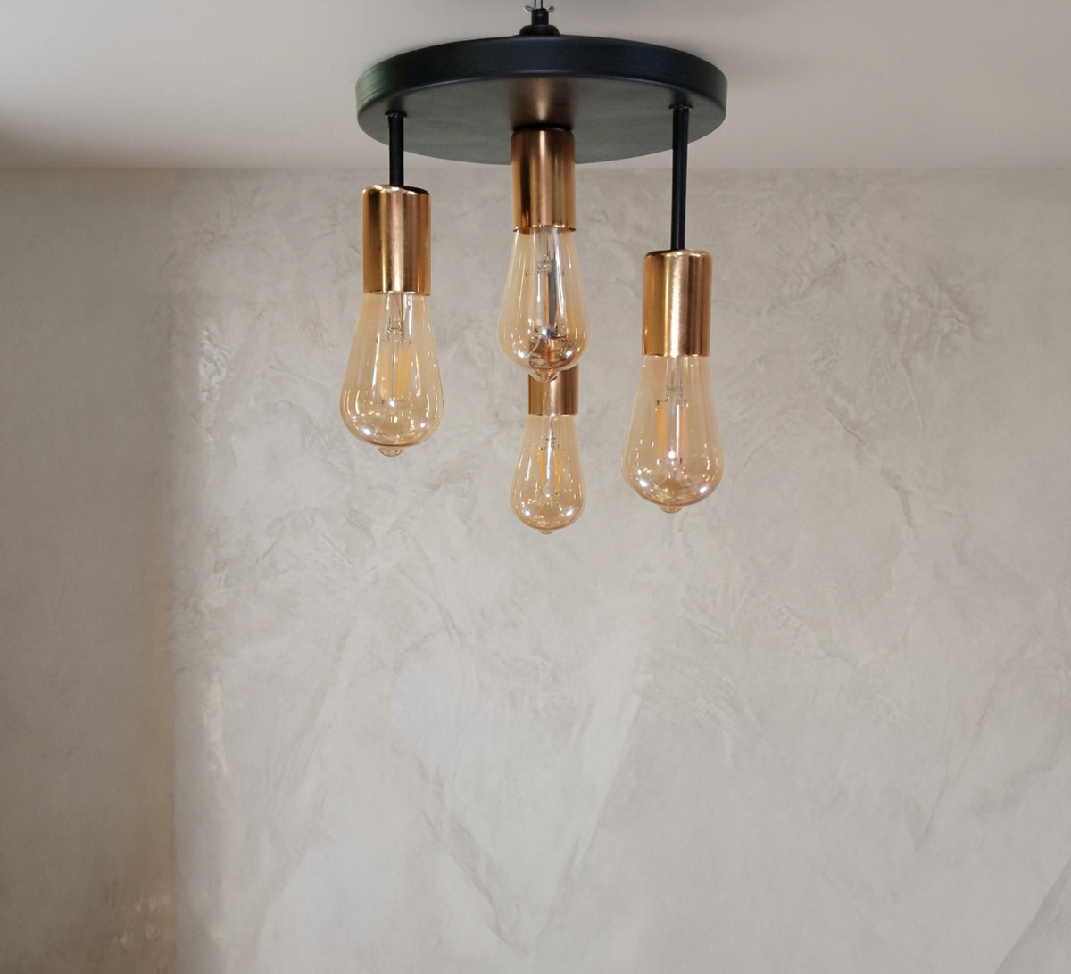 Black four-light ceiling pendant with brass bases - Vitrine Furniture - Ceiling lights