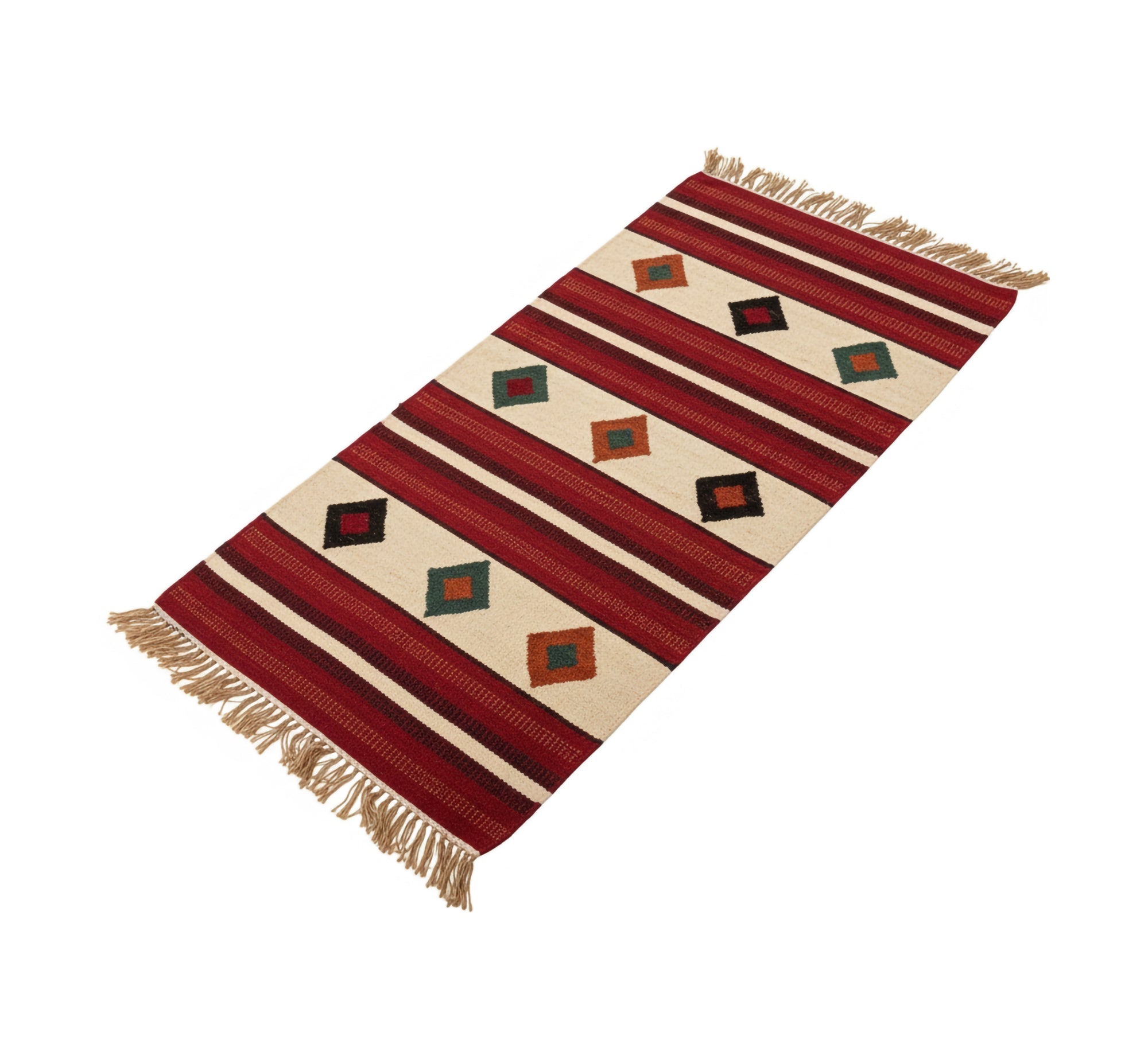 Black fringed square pattern rug - Vitrine Furniture - Accessories